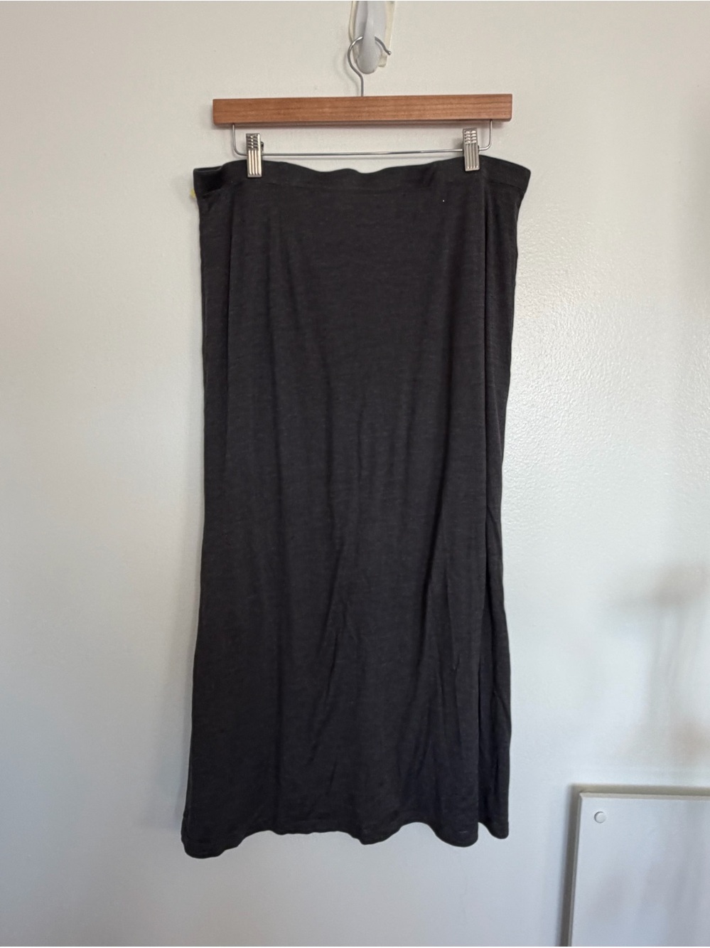 Eileen Fisher PL Petite Large Charcoal Gray Knit Maxi Pull On Skirt Comfort Soft